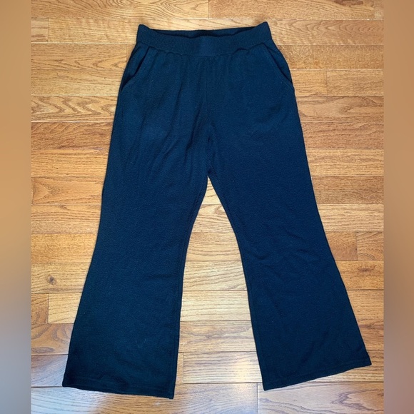PreLoved Nordstrom Ribbed Joggers with pockets. Wide Leg. Black SZ M - Picture 1 of 7